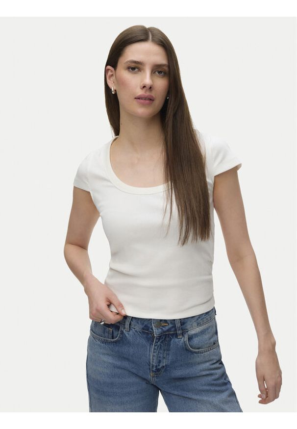 Vero Moda T-Shirt Chloe 10344953 Biały Slim Fit. Kolor: biały. Materiał: bawełna