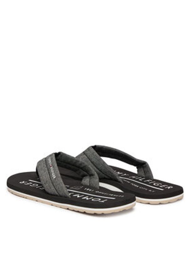 TOMMY HILFIGER - Tommy Hilfiger Japonki Hilfiger Chambray Beach Sandal FM0FM05751 Szary. Kolor: szary. Materiał: materiał