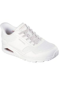 skechers - Adidasy Skechers Uno - Banksia Luxe, Kobiety. Kolor: biały. Materiał: skóra ekologiczna, materiał. Sport: fitness