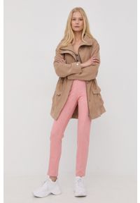 Guess spodnie damskie kolor różowy dopasowane high waist. Stan: podwyższony. Kolor: różowy. Materiał: dzianina #3
