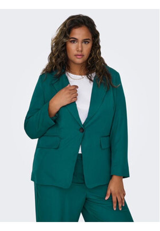 ONLY Carmakoma Marynarka New Frey 15306759 Zielony Regular Fit. Kolor: zielony. Materiał: syntetyk