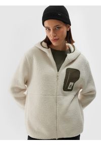 4f - 4F Polar sherpa z kapturem regular damski - biały XS. Typ kołnierza: kaptur. Kolekcja: plus size. Kolor: biały. Materiał: polar. Sezon: zima. Sport: turystyka piesza, narciarstwo, snowboard, wspinaczka