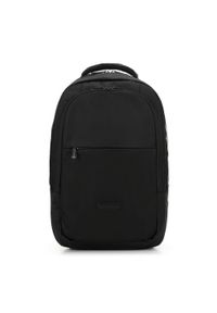 Wittchen - Męski plecak na laptopa 15.6” zaokrągloną klapą i kieszenią zewnętrzną czarny. Kolor: czarny. Materiał: poliester. Styl: casual, klasyczny, młodzieżowy