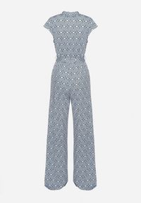 Born2be - Niebieski Kombinezon z Wiskozą Wiązany w Pasie Sosofia. Okazja: na spacer, na co dzień. Kolor: niebieski. Materiał: wiskoza. Styl: casual, elegancki #5
