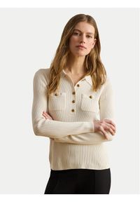 Lauren Ralph Lauren - LAUREN RALPH LAUREN Sweter 200P03459003 Kremowy Slim Fit. Kolor: kremowy. Materiał: wiskoza #1