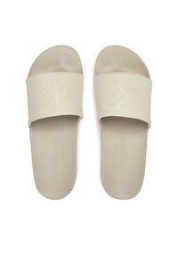 Calvin Klein Jeans Klapki Slide Aop Print YM0YM01269 Beżowy. Kolor: beżowy. Wzór: nadruk #5