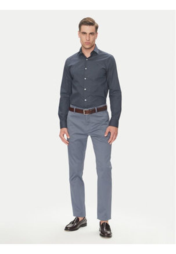 Calvin Klein Koszula LV019EU005 Granatowy Slim Fit. Kolor: niebieski. Materiał: bawełna
