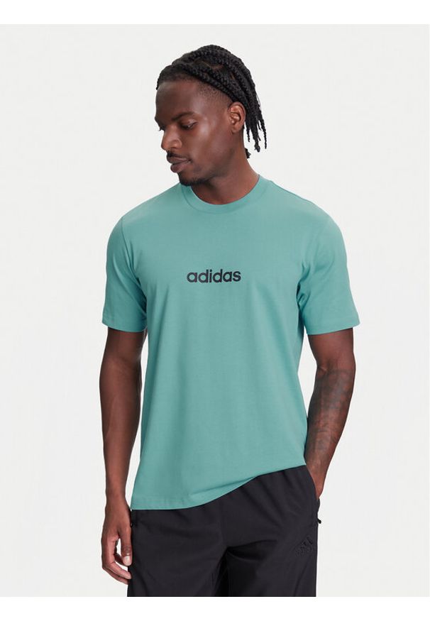 Adidas - adidas T-Shirt Essentials Linear JX5707 Turkusowy Regular Fit. Kolor: turkusowy. Materiał: bawełna