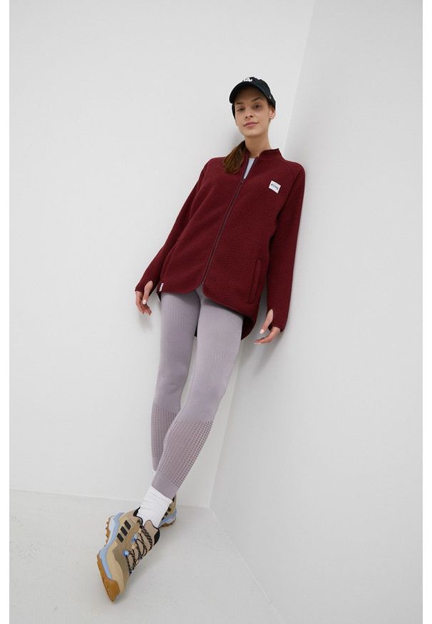 Eivy Bluza damska kolor bordowy gładka. Kolor: czerwony. Materiał: materiał, poliester. Długość rękawa: raglanowy rękaw. Długość: długie. Wzór: gładki