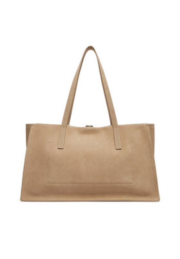 Calvin Klein Torebka K60K612982 Beżowy. Kolor: beżowy. Materiał: zamszowe, skórzane