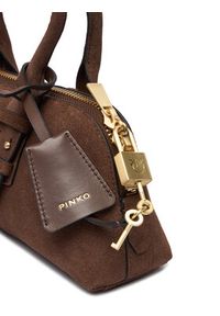 Pinko - PINKO Torebka Bowling Bag Baguette AI 25-26 PLTT 105334 A2JH Brązowy. Kolor: brązowy. Materiał: skórzane, zamszowe #3
