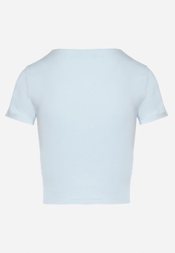 Born2be - Jasnoniebieski T-shirt Krótki z Wiskozą Eframera. Okazja: na co dzień. Kolor: niebieski. Materiał: wiskoza. Długość: krótkie. Styl: casual, sportowy