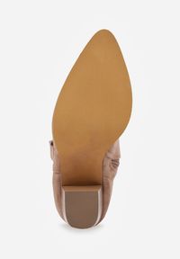 Renee - Ciemnobeżowe Ażurowe Botki Kowbojki VICES na Słupku Falenatea. Okazja: na co dzień. Kolor: beżowy. Materiał: jeans. Wzór: ażurowy. Sezon: wiosna. Obcas: na słupku. Styl: casual, elegancki, klasyczny #6