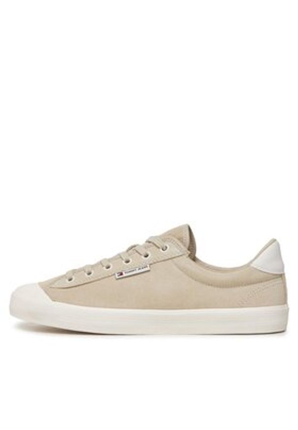 Tommy Jeans Sneakersy Tjm Vulcanized Bumper Suede EM0EM01407 Beżowy. Kolor: beżowy. Materiał: zamsz, skóra