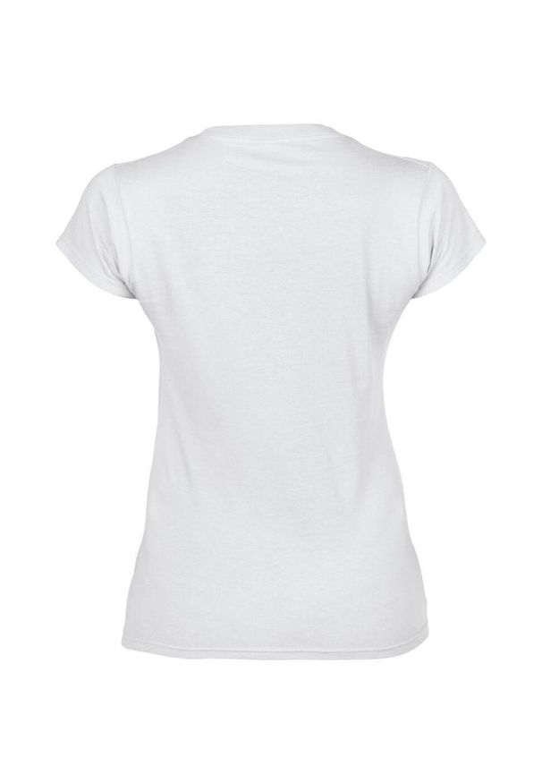 GILDAN - Koszulka Damska Krótki Rękaw VNeck. Kolor: biały. Długość rękawa: krótki rękaw. Długość: krótkie