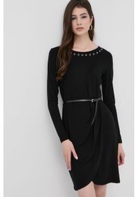 Liu Jo sukienka WA2514.J5959 kolor czarny mini rozkloszowana. Kolor: czarny. Materiał: dzianina. Długość rękawa: długi rękaw. Typ sukienki: rozkloszowane. Długość: mini #1