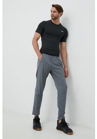 Reebok spodnie treningowe Workout Ready męskie kolor szary gładkie. Kolor: szary. Materiał: poliester, materiał. Wzór: gładki #2