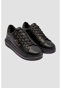 Karl Lagerfeld - KARL LAGERFELD Czarne damskie sneakersy KAPRI Rhinestone Karl Trim, Rozmiar 37. Kolor: czarny. Materiał: materiał. Wzór: napisy, aplikacja #6
