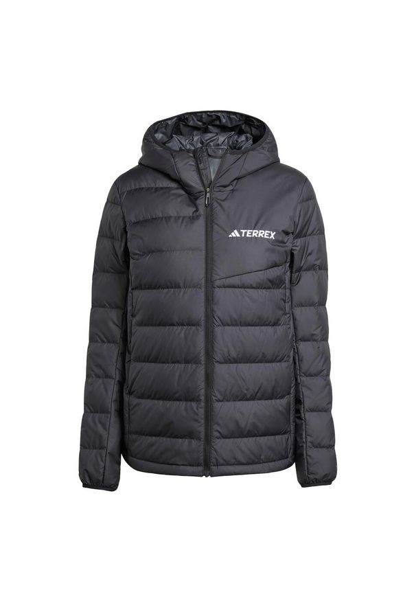 Adidas - Kurtka z kapturem Terrex Multi Light Down CLIMAWARM. Typ kołnierza: kaptur. Kolor: czarny. Materiał: puch. Technologia: ClimaWarm (Adidas). Sport: turystyka piesza