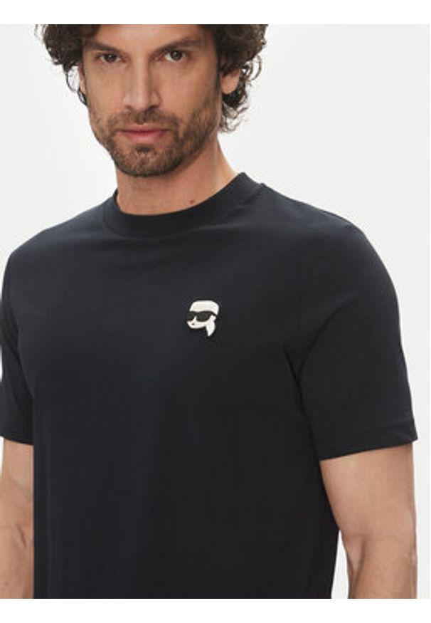 Karl Lagerfeld - KARL LAGERFELD T-Shirt 755710 552224 Granatowy Regular Fit. Typ kołnierza: dekolt w karo. Kolor: niebieski. Materiał: bawełna