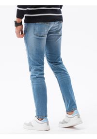 Ombre Clothing - Spodnie męskie jeansowe z dziurami REGULAR FIT P1024 - jasnoniebieskie - XXL. Okazja: na co dzień. Kolor: niebieski. Materiał: jeans. Styl: casual, klasyczny #4