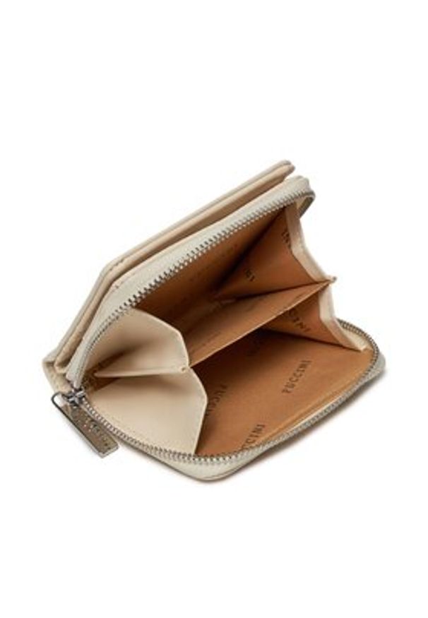 Puccini Duży Portfel Damski BLP836A Beżowy. Kolor: beżowy. Materiał: skóra