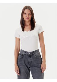 Guess T-Shirt W5YI46 J1314 Écru Slim Fit. Kolor: kremowy. Materiał: bawełna #1