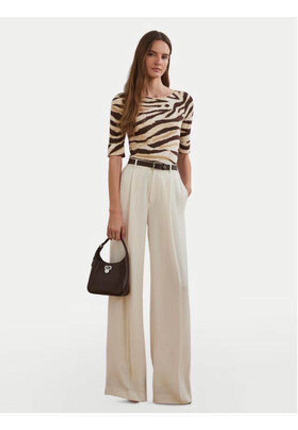 Lauren Ralph Lauren - LAUREN RALPH LAUREN Bluzka 200971095001 Beżowy Slim Fit. Kolor: beżowy. Materiał: bawełna