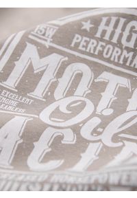 Ombre Clothing - T-shirt męski z nadrukiem w stylu motocyklowym – popielaty V3. Okazja: na co dzień. Kolor: szary. Materiał: materiał, bawełna. Wzór: nadruk. Styl: klasyczny, casual, elegancki #5