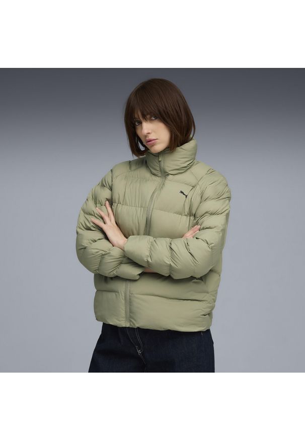 Puma - Damska kurtka Mono PUMA. Kolor: zielony. Materiał: materiał. Sport: bieganie