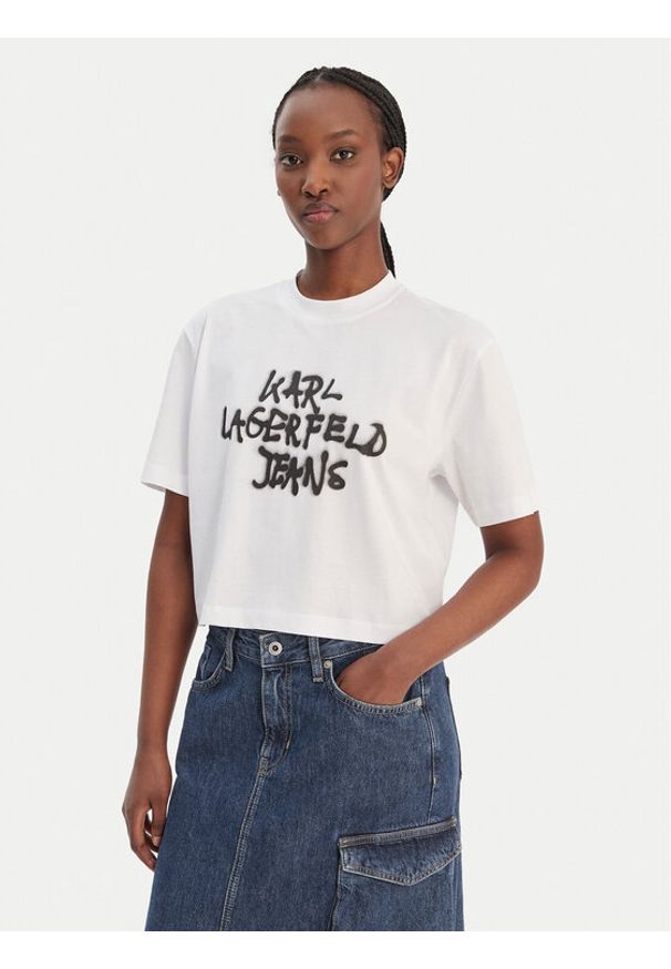 Karl Lagerfeld Jeans T-Shirt B1W17054 Biały Relaxed Fit. Kolor: biały. Materiał: bawełna