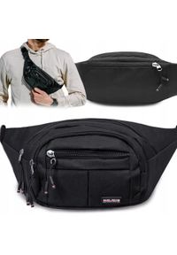 Męska Saszetka na Biodro (Nerka) - Pako Jeans - Czarna. Kolor: czarny. Materiał: poliester #8