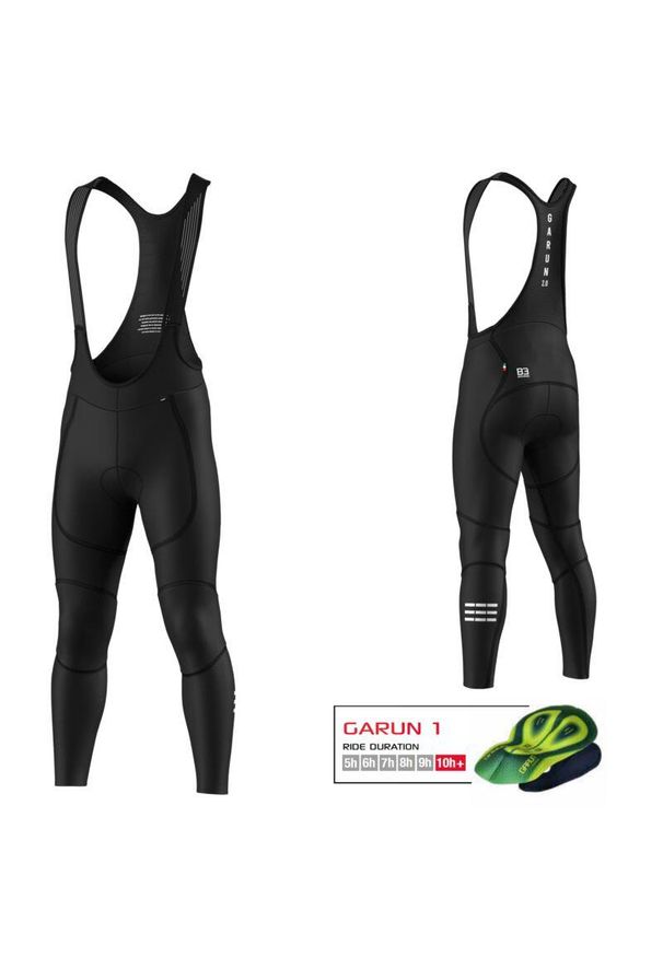 BIEMME - Spodnie rowerowe męskie Biemme Winter Garun 2.0 na szelkach. Kolor: czarny. Sport: kolarstwo