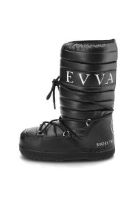 Czarne Śniegowce Donna Fabiani Damskie Zimowe Buty. Okazja: na spacer. Zapięcie: bez zapięcia. Kolor: czarny. Materiał: syntetyk, futro, skóra ekologiczna. Szerokość cholewki: normalna. Wzór: nadruk. Sezon: zima. Styl: elegancki #6