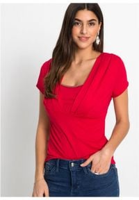 Shirt LENZING™ ECOVERO™ bonprix różowy. Kolor: różowy. Wzór: aplikacja #5