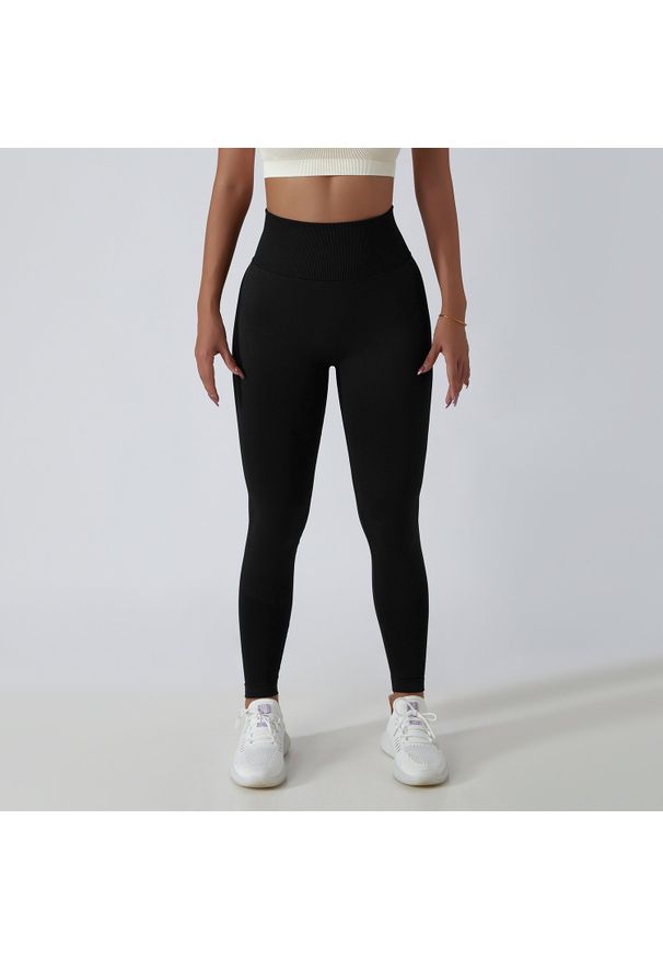 Intica - Legginsy treningowe modelujące sylwetkę z wysokim stanem Gulli. Stan: podwyższony. Kolor: czarny. Materiał: tkanina. Sport: fitness