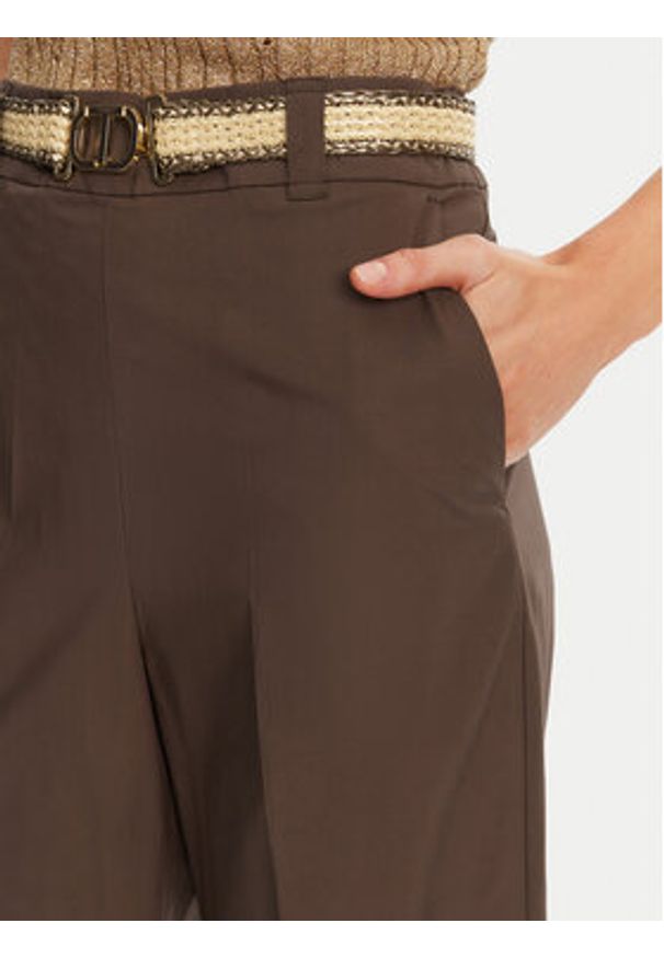 TwinSet - TWINSET Spodnie palazzo 251TT2105 Brązowy Wide Leg. Kolor: brązowy. Materiał: bawełna