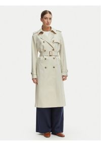 TOMMY HILFIGER - Tommy Hilfiger Trencz WW0WW48873 Beżowy Slim Fit. Kolor: beżowy. Materiał: bawełna #1