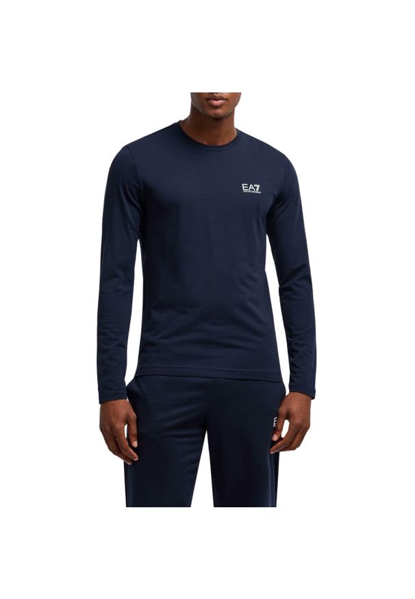 EA7 - T-Shirt Core Identity Rozmiar XL Niebieski - 8NPT28PJVQZ-1562. Kolor: niebieski. Materiał: bawełna. Długość rękawa: długi rękaw. Długość: długie. Wzór: aplikacja