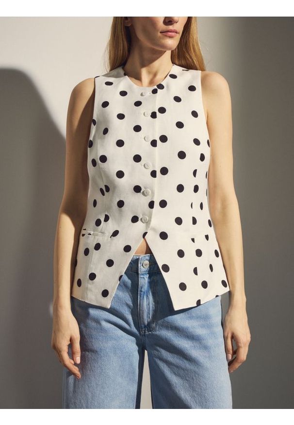 Reserved - Kamizelka garniturowa z lnem - wielobarwny. Materiał: len