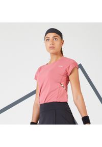 ARTENGO - Koszulka tenisowa z okrągłym dekoltem damska Artengo Soft Dry 500. Kolor: różowy. Materiał: materiał, poliester, elastan. Sport: tenis #1
