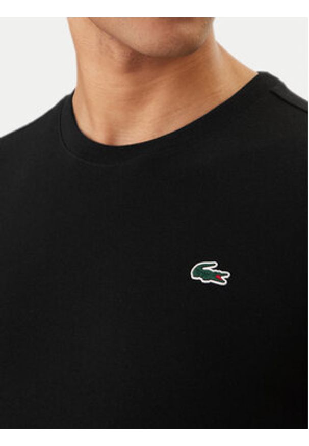 Lacoste T-Shirt TH0003 Czarny Regular Fit. Kolor: czarny. Materiał: syntetyk