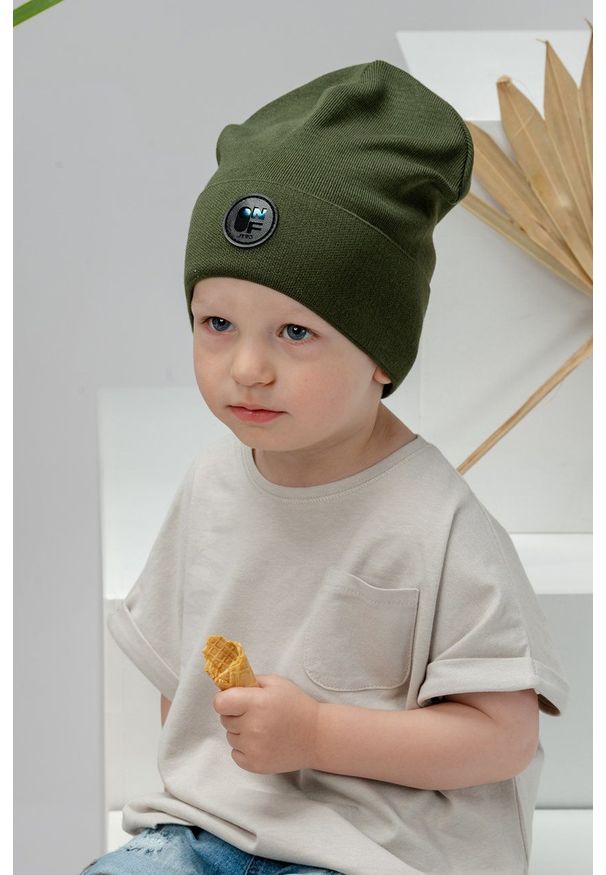 Jamiks czapka dziecięca Rick kolor zielony z cienkiej dzianiny. Kolor: zielony. Materiał: dzianina
