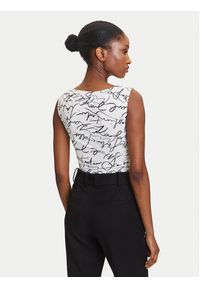 Karl Lagerfeld - KARL LAGERFELD Body A3W17010 Écru Slim Fit. Typ kołnierza: dekolt w karo. Materiał: syntetyk #6