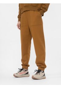 4f - Spodnie dresowe joggery z szerokimi nogawkami damskie. Kolor: brązowy. Materiał: dresówka #2