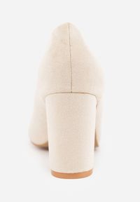 Renee - Beżowe Casualowe Czółenka na Słupku ze Skórzaną Wkładką Maicie. Okazja: na co dzień. Zapięcie: bez zapięcia. Kolor: beżowy. Materiał: skóra. Obcas: na słupku. Styl: casual. Wysokość obcasa: średni #2