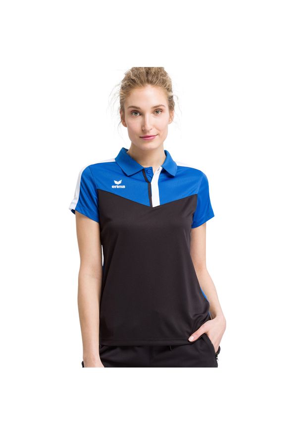 ERIMA - Damska koszulka polo Erima Squad. Typ kołnierza: polo. Kolor: niebieski, wielokolorowy, czarny. Materiał: materiał. Sport: piłka nożna, tenis
