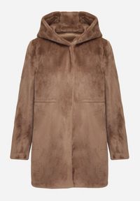 Born2be - Brązowa Kurtka ze Sztucznego Futerka z Kapturem Innalitha. Typ kołnierza: kaptur. Kolor: brązowy. Materiał: futro #4