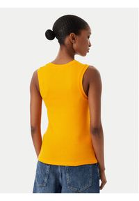 TOMMY HILFIGER - Tommy Hilfiger Top WW0WW47806 Pomarańczowy Slim Fit. Kolor: pomarańczowy. Materiał: bawełna #5