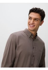 Reserved - Bawełniana koszula slim fit - brązowy. Kolor: brązowy. Materiał: bawełna #1
